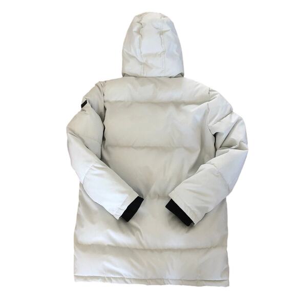 DKNY White Puffer Down coat with detachable fur on hood size medium - Picture 3 of 12